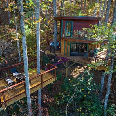 Mushroom-Inspired Treehouse with Living Roof - The Mēos