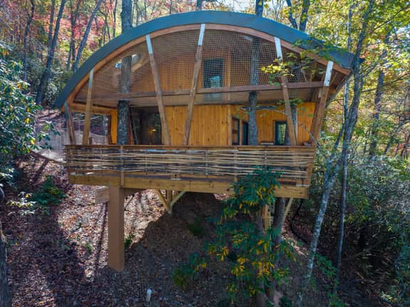Nest-Shaped Cocoon Treehouse on 4 Trees - The Marsu