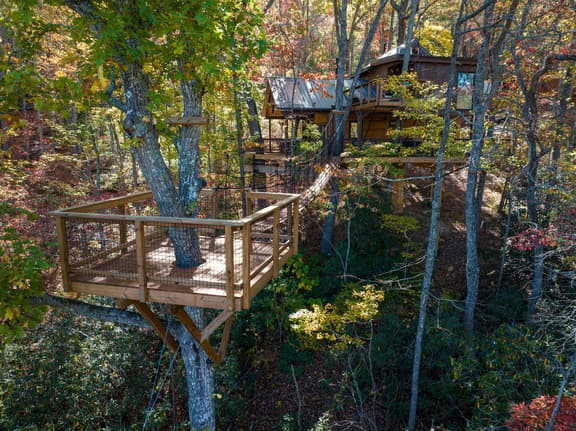 XL Treehouse on 7 Trees with Bridge & Platforms - The Hylo
